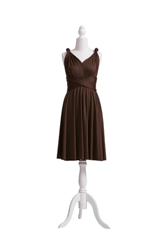 72styles Multi-Way Wrap Short Infinity Dress for Bridesmaids - color: Dark Brown