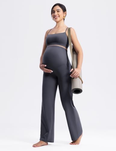 ENERBLOOM Women's Maternity Pants Over the Belly Pregnancy Work Trousers - color: Grey, size: X-Small