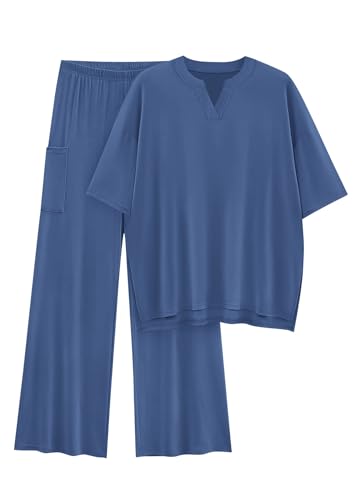 KIRUNDO Two Piece Sets for Women 2026 Summer Lounge Set - color: Blue, size: Small