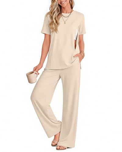 2Pc Postpartum Nursing Pajamas Set - color: Apricot, size: Small