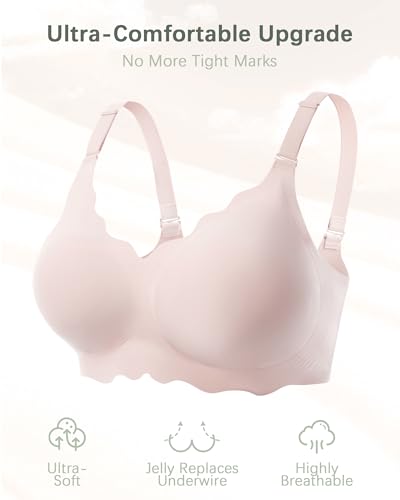 Seamless Jelly Bras for Women, No Underwire Push Up Bra - color: Pink, size: Small
