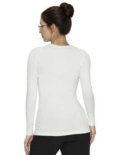 3 Pack Underscrub Long Sleeve Women High Crew Neck, Scrub Undershirt - color: Black/White/Burgundy, size: X-Small