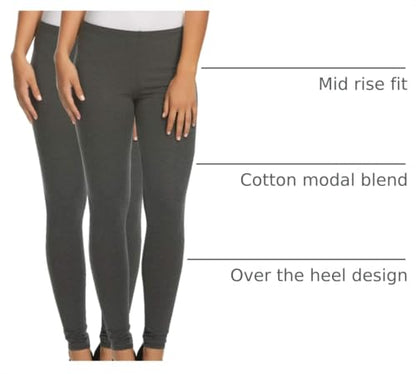 Felina Cotton Modal Leggings, Extra Lightweight Legging for Women - color: Medium Heather Grey, size: Medium