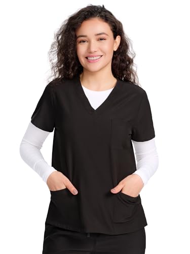 COZYFIT Underscrub Long Sleeve Women, Scrubs Undershirts, High Crew Neck - color: White, size: Small