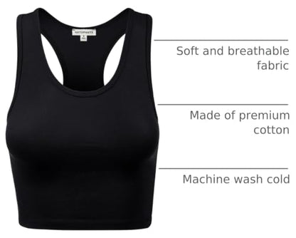 Women Sleeveless Racerback Crop Camisole Tank Tops Cotton Basic Shirts - color: 001-black-5, size: 1X