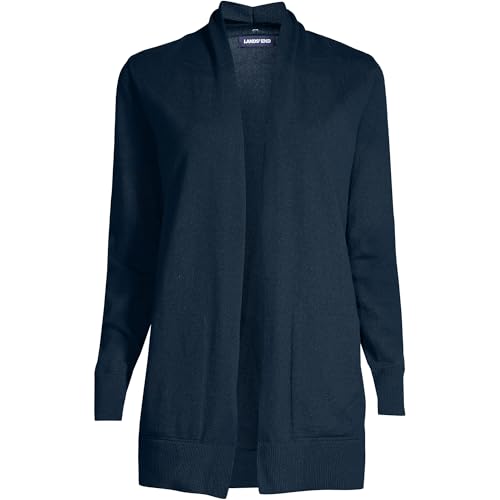 Lands' End Women's Long Sleeve Open Long Cardigan Sweater - color: Radiant Navy, size: X-Small Petite