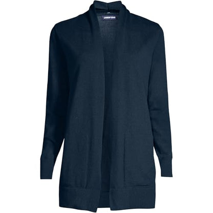 Lands' End Women's Long Sleeve Open Long Cardigan Sweater - color: Radiant Navy, size: X-Small