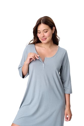 Motherhood Maternity Women's Sleep Henley - color: Heather Grey, size: Small