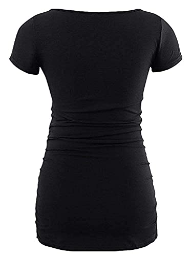 Decrum Maternity Short Sleeve Graphic Print T Shirts - color: Black - Baby Maternity T-shirt, size: Small