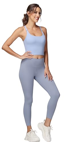 Foucome Nursing Tank Tops Racerback Longline Nursing Sports Bra - color: Light Blue, size: X-Large