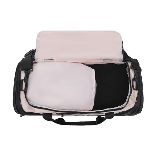 PUMA womens Candidate Duffel Bag with Removable Strap & Shoe Pocket - color: Black/Light Pink