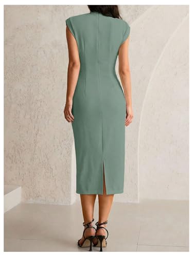 OYOANGLE Women's Maternity Cap Sleeve Pregnancy Bodycon Midi Dresses - color: Green, size: Medium