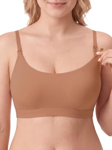 Nursing Bra for Breastfeeding Seamless Wireless Maternity Bra - color: Coffee, size: X-Large