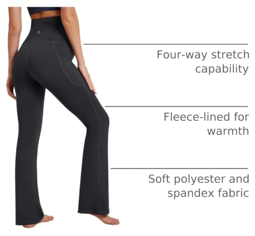 Fleece Lined Maternity Pants for Women Soft Maternity Leggings Over Belly - color: Black, size: Medium