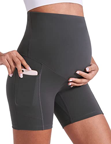 Enerful Maternity Biker Shorts with Pockets 8"/5" - color: Black+blue+grey+navy 5", size: Small