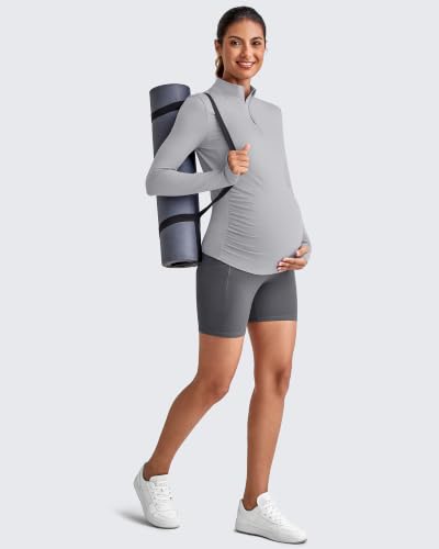 G4Free Lightbreeze Maternity Shirts Long Sleeve Quarter Zip Pregnancy Top - color: Gray, size: Medium