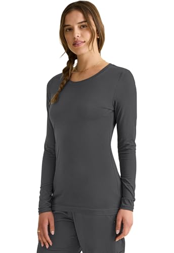 Healing Hands Underscrub Long Sleeve Women Knits Scrub Tops - color: Charcoal, size: X-Small