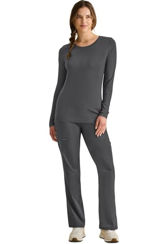 Healing Hands Underscrub Long Sleeve Women Knits Scrub Tops - color: Charcoal, size: X-Large