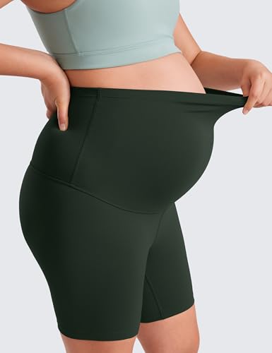 CRZ YOGA Maternity Biker Shorts 6" - color: Legend Green, size: X-Small