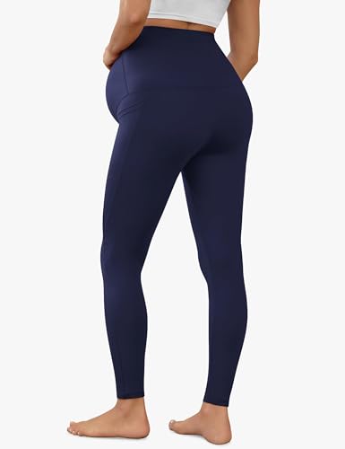VALANDY Creamlush 2/4 Pack Maternity Leggings with Pockets Over the Belly - color: 4pack - Black/Dark Grey/Navy Blue/Wine Red, size: Large