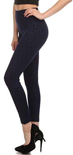 Sakkas Women's Patterned Soft Fleece Lined High Waist Leggings - color: Navy, size: One Size
