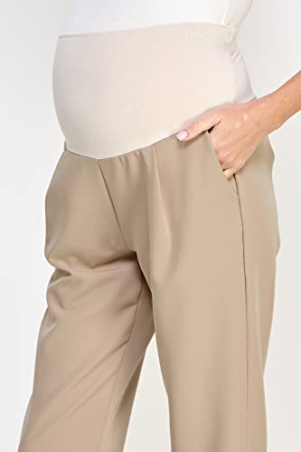 LaClef Women's Over The Belly Relaxed Fit Maternity Pants - color: Khaki, size: Small