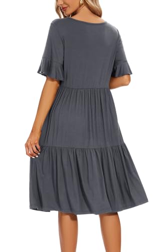 Smallshow Women's Ruffle Maternity Nursing Dress - color: Dark Grey, size: Small