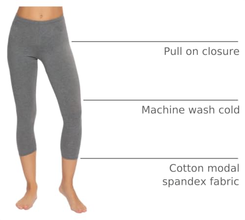 Felina Women's Cotton Modal Capri Leggings - color: Medium Heather Gray, size: Large