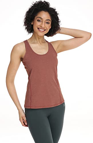 icyzone 3 Pack Women's Racerback Workout Tank Tops - color: Black/Cream White/Brick, size: Large