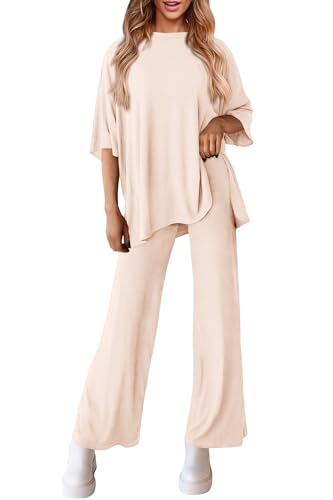 PRETTYGARDEN Two Piece Sets for Women Lounge Matching Set - color: Beige, size: Medium