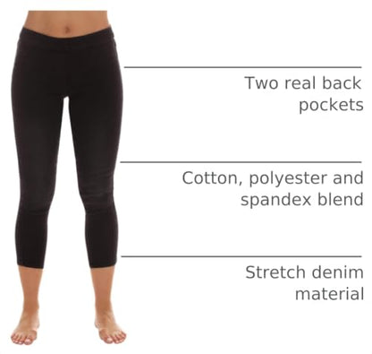 Just Love Women's Denim Wash Capri Jeggings - color: Black Denim Capri, size: X-Large