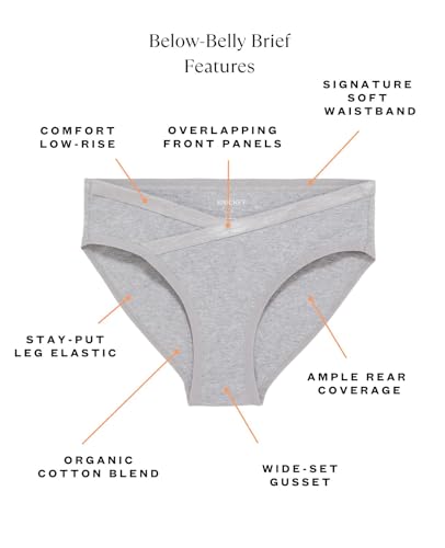 KNICKEY Subset Women's Organic Cotton Maternity Below-Belly Briefs, 3 Pack - color: Carbon + Lunar + Cloud, size: Small