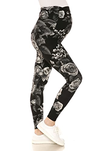 Leggings Depot Women's Over-Belly Maternity Leggings, Soft Yoga Tights - color: Charcoal Rose, size: Medium