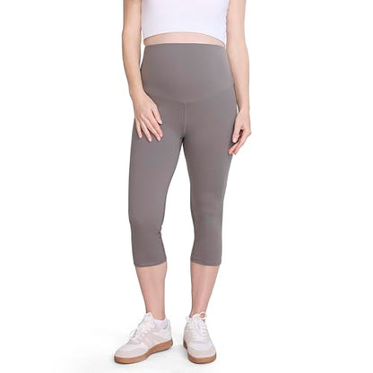 Motherhood Maternity Women's Over The Belly Active Capri Pregnancy Legging - color: Charcoal, size: Medium