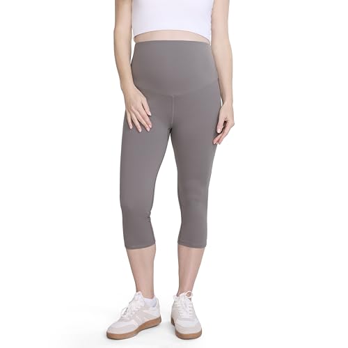 Motherhood Maternity Women's Over The Belly Active Capri Pregnancy Legging - color: Charcoal, size: Small