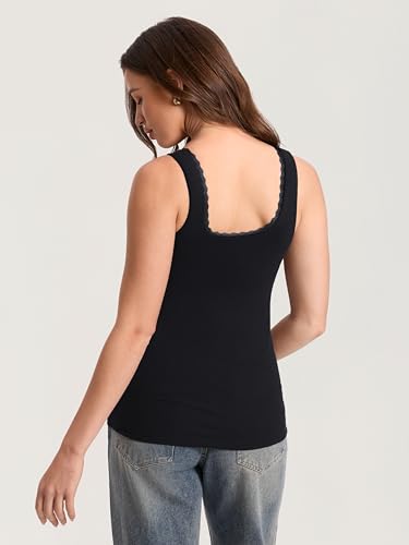 MOMANDA Cotton Ribbed Maternity Tank Tops - color: Black, size: Large