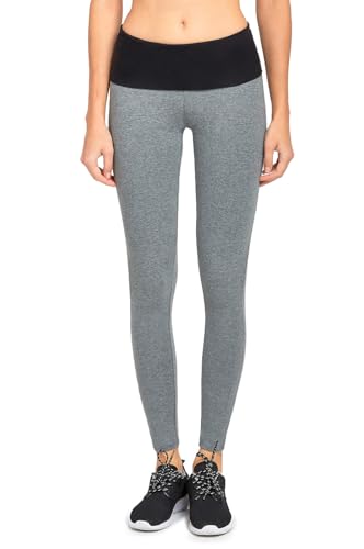 MOPAS Yoga Leggings Capri Shorts with Fold Over Solid Waistband - color: Grey