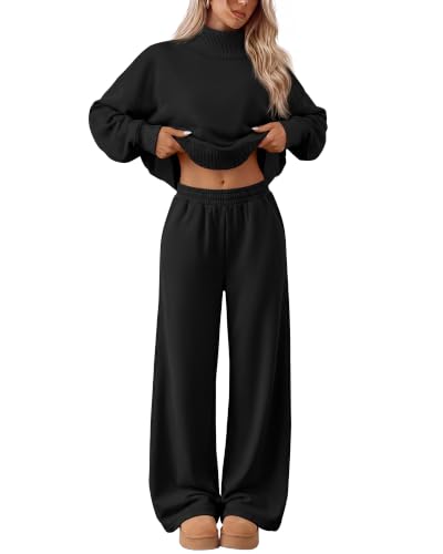 Neer Women's 2 Piece Set Sweatsuits Lounge Outfits Set - color: Black, size: XX-Large