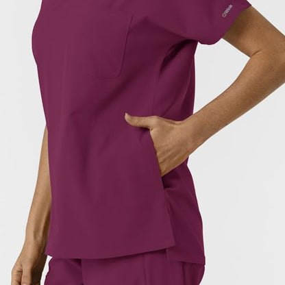 Wink Women's Women's Drop Shoulder Tunic Scrub Top - color: Wine, size: XX-Small
