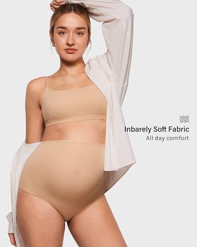 INLYRIC Women's Inbarely Soft Nursing Bras Unlined Bralettes Maternity Bra for Breastfeeding Unpadded Comfy Sleep Seamless - color: Warm Beige, size: Medium