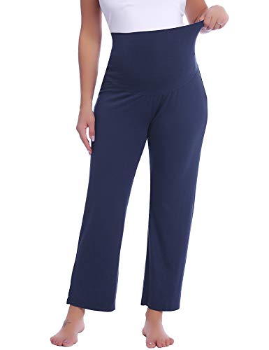 Joyaria Bamboo Viscose Maternity Sweatpants Over Belly Lounge Pants - color: Navy, size: X-Large
