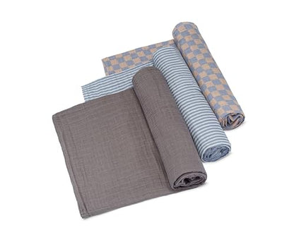 Parker Baby Co. Soft Muslin Baby Swaddle Blankets, 3 Pack - Stormy Set - color: Stormy