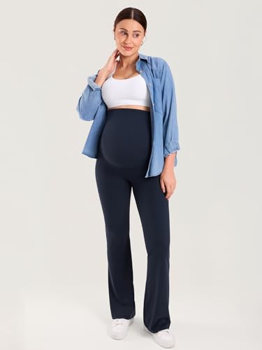 MOMANDA Flared Maternity Leggings 31.5" - color: Twilight Blue, size: Medium
