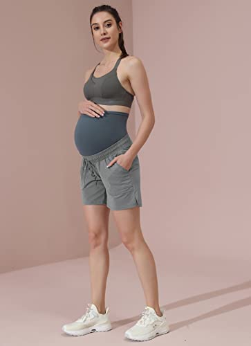 Maacie Maternity 5" Hiking Shorts with Pockets - color: Gray, size: X-Large