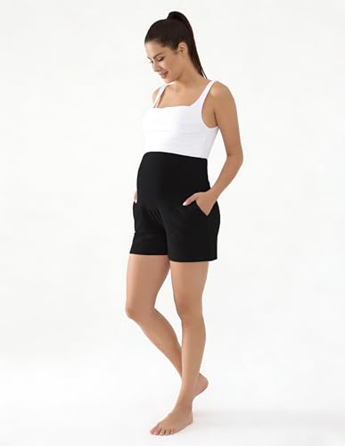 Viscose from Bamboo Maternity Summer Lounge Pajama Shorts - color: Black/Dark Grey/Grey, size: Large