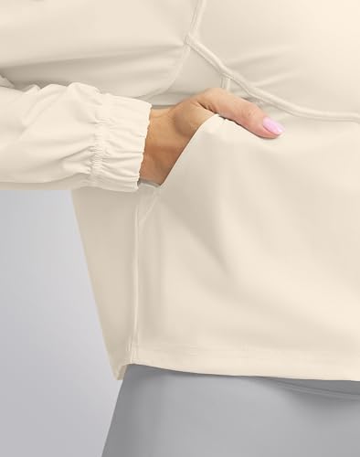 Soothfeel Women's Athletic Lightweight Jacket UPF 50+ Sun Protection Shirts - color: Bone, size: Medium