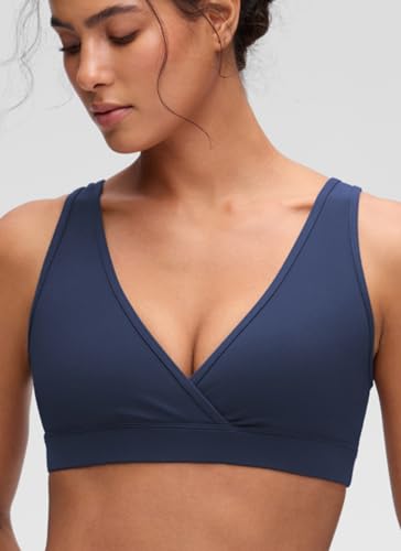 CRZ YOGA Maternity V Neck Nursing Bras - color: Club Blue, size: Medium