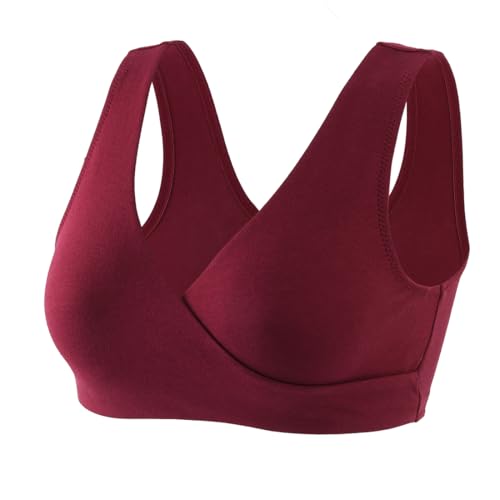 Women's Cotton Wireless Sleep Bra for Nursing and Maternity - color: Black+red+olive, size: Medium