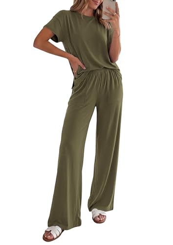 PRETTYGARDEN Women's Summer 2 Piece Matching Lounge Sets - color: Army Green, size: Small