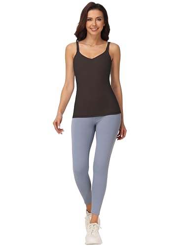 Foucome Nursing Tank Tops with Built in Bra - color: Brown, size: X-Large